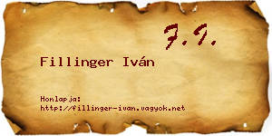 Fillinger Iván névjegykártya
